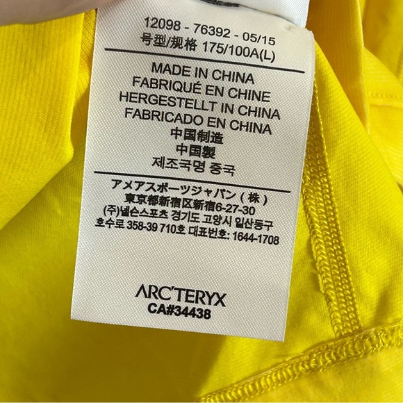 Arc'teryx Yellow Fitted Long Sleeve T-Shirt Size Large - Picture 10 of 11